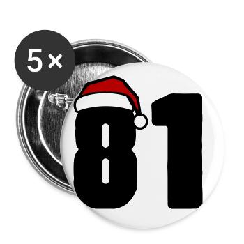 81 Zahl Weihnachten - Buttons groß 56 mm (5er Pack) - Weiß - Vorne