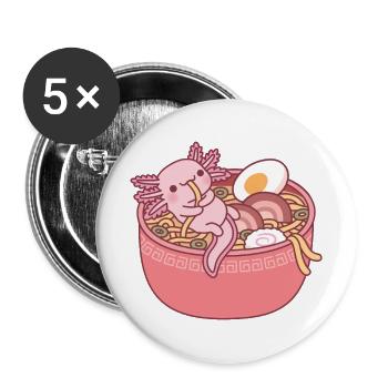 Niedlicher Axolotl Essen Ramen-Nudeln In Schüssel Lustig - Buttons groß 56 mm (5er Pack) - Weiß - Vorne