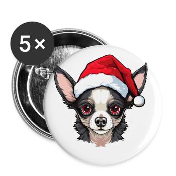 Chihuahua Dog Christmas Portrait Xmas - Buttons large 2.2''/56 mm (5-pack) - white - Front