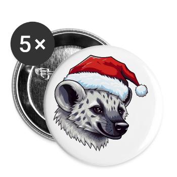 Hyäne Weihnachten Tier Lustig Xmas - Buttons groß 56 mm (5er Pack) - Weiß - Vorne