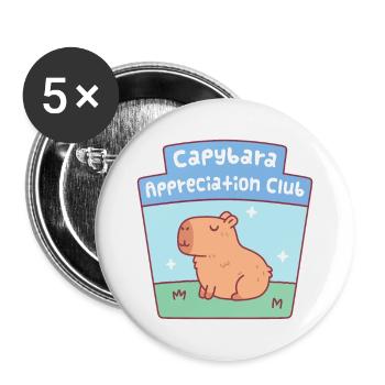 Club d’appréciation de Capybara mignon - Lot de 5 grands badges (56 mm) - blanc - Devant