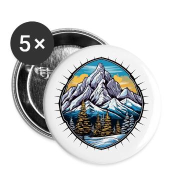 Mountains Winter Symbol - Buttons large 2.2''/56 mm (5-pack) - white - Front