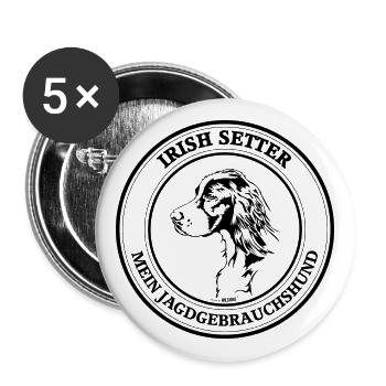 Irish Setter Jagdgebrauchshund Jagdhund Wilsigns - Buttons groß 56 mm (5er Pack) - Weiß - Vorne