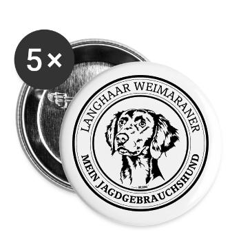 Langhaar Weimaraner Jagdgebrauchshund Wilsigns - Buttons groß 56 mm (5er Pack) - Weiß - Vorne