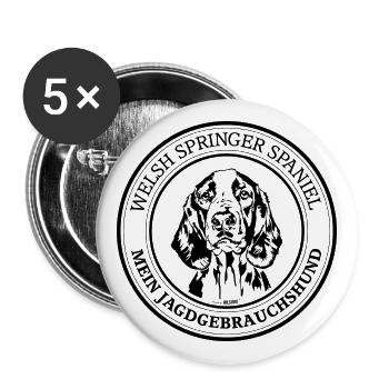 Welsh Springer Spaniel Jagdgebrauchshund Wilsigns - Buttons groß 56 mm (5er Pack) - Weiß - Vorne