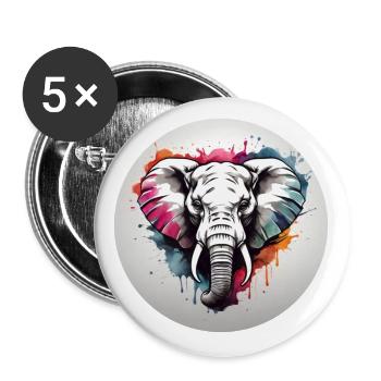 Fashion & more "Elefant" 🐘 - Buttons groß 56 mm (5er Pack) - Weiß - Vorne