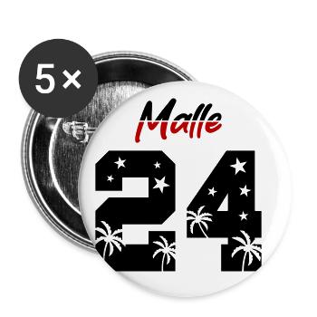 Malle 24 - Lot de 5 grands badges (56 mm) - blanc - Devant