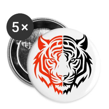Tête de tigre - Lot de 5 grands badges (56 mm) - blanc - Devant