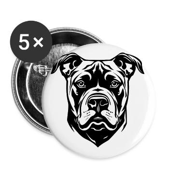 Staffordshire Bull Terrier Dog Head - Buttons large 2.2''/56 mm (5-pack) - white - Front