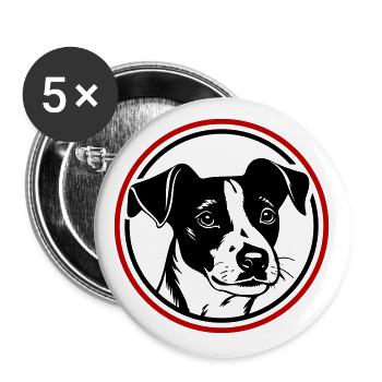 Jack Russel Terrier Hund Kopf - Buttons groß 56 mm (5er Pack) - Weiß - Vorne