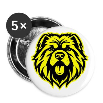 Chow Chow Hund Kopf - Buttons groß 56 mm (5er Pack) - Weiß - Vorne