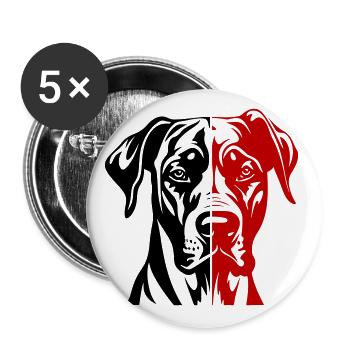 Great Dane Dog Head - Buttons large 2.2''/56 mm (5-pack) - white - Front