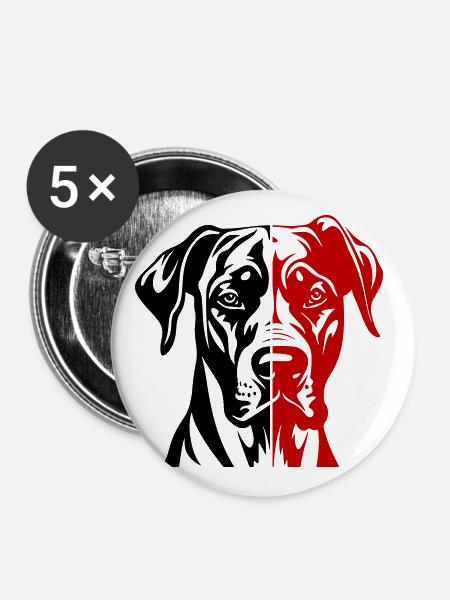 Great Dane Hund Kopf - Buttons groß 56 mm (5er Pack) - Weiß