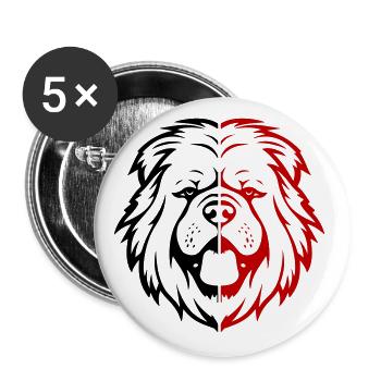 Chow Chow Hund Kopf - Buttons groß 56 mm (5er Pack) - Weiß - Vorne