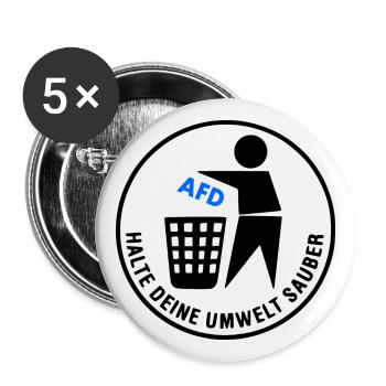 Fck afd - halte deine umwelt sauber - Buttons groß 56 mm (5er Pack) - Weiß - Vorne