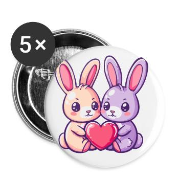 Bunny Couple In Love Easter Valentine's Day - Buttons large 2.2''/56 mm (5-pack) - white - Front
