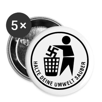 Fck nzs - halte deine umwelt sauber - Buttons groß 56 mm (5er Pack) - Weiß - Vorne
