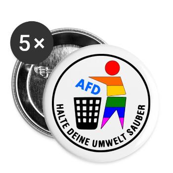 Fck afd - halte deine umwelt sauber - Buttons groß 56 mm (5er Pack) - Weiß - Vorne