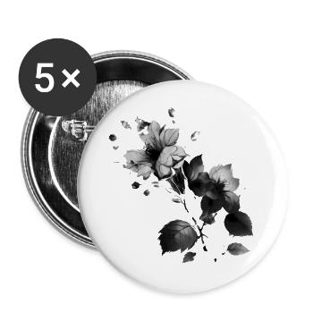 Wundervolle Blumen schwarz weiß - Buttons groß 56 mm (5er Pack) - Weiß - Vorne