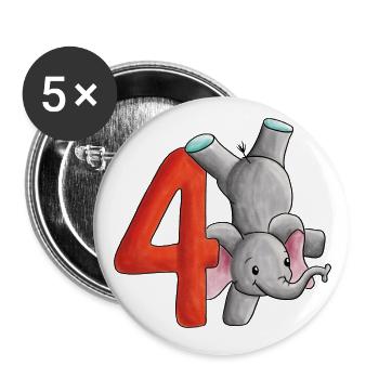 4e anniversaire éléphant - Lot de 5 grands badges (56 mm) - blanc - Devant