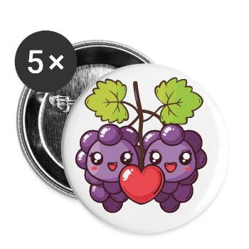 Weintrauben Paar Liebe Herz Valentinstag - Buttons groß 56 mm (5er Pack) - Weiß - Vorne