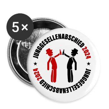 Enterrement de vie de garçon 2024 - Lot de 5 grands badges (56 mm) - blanc - Devant