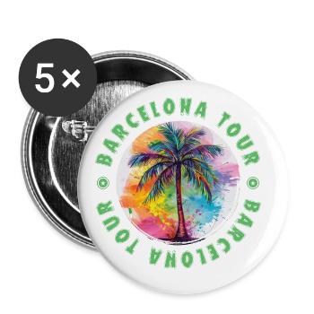 Barcelona Tour Holiday Plame Colorful - Buttons large 2.2''/56 mm (5-pack) - white - Front