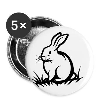 Hase Ostern - Buttons groß 56 mm (5er Pack) - Weiß - Vorne