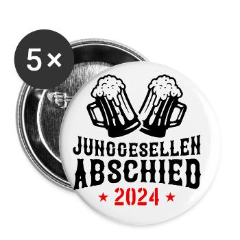 Junggesellen Abschied 2024 - Buttons groß 56 mm (5er Pack) - Weiß - Vorne