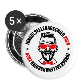 Junggesellenabschied 2024 - Buttons groß 56 mm (5er Pack) - Weiß - Vorne