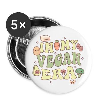 Légumes mignons, tofu et noix dans mon ère végétalienne - Lot de 5 grands badges (56 mm) - blanc - Devant