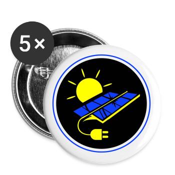 Symbole du système photovoltaïque énergie solaire - Lot de 5 grands badges (56 mm) - blanc - Devant
