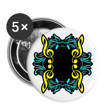 Clé de symbole de notes de musique - Lot de 5 grands badges (56 mm) - blanc - Devant