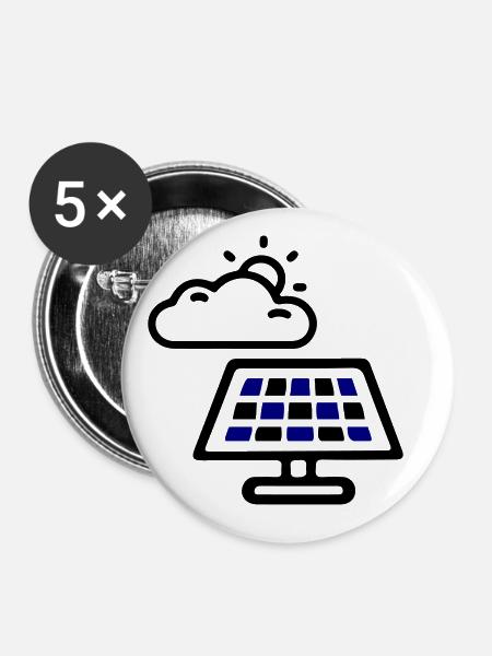 Solar Energie Panele - Buttons groß 56 mm (5er Pack) - Weiß