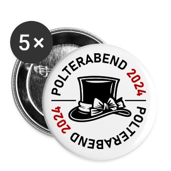 Polterabend 2024 - Buttons groß 56 mm (5er Pack) - Weiß - Vorne