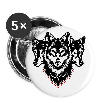 Wolf Head Pack - Buttons large 2.2''/56 mm (5-pack) - white - Front