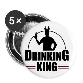 Drinker King Beer Drinking - Buttons large 2.2''/56 mm (5-pack) - white - Front