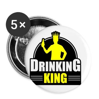 Drinker King Beer Drinking - Buttons large 2.2''/56 mm (5-pack) - white - Front