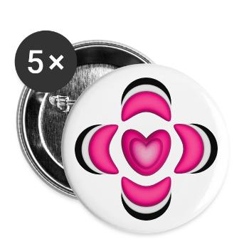 Herz in Herz in Pink für jede Party. - Buttons groß 56 mm (5er Pack) - Weiß - Vorne