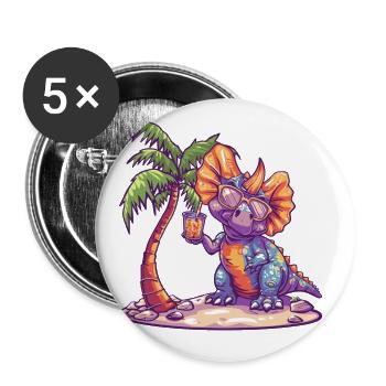 Dinosaure tricératops été - Lot de 5 grands badges (56 mm) - blanc - Devant