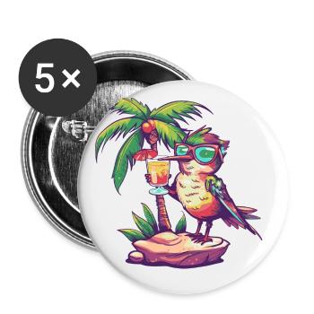 colibri oiseau vacances d’été à la plage - Lot de 5 grands badges (56 mm) - blanc - Devant