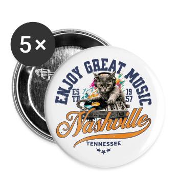 Genießen Sie großartige Musik Nashville, Tennessee, Vereinigte Staaten von Amerika - Buttons groß 56 mm (5er Pack) - Weiß - Vorne