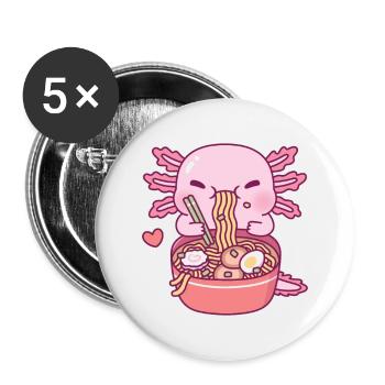 Mignon Axolotl Aime Les Nouilles Ramen - Lot de 5 grands badges (56 mm) - blanc - Devant
