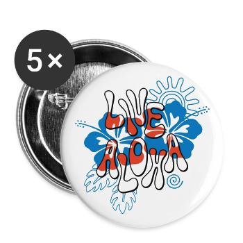Hawaii Live Aloha Good Vibe Dire Rétro - Lot de 5 grands badges (56 mm) - blanc - Devant