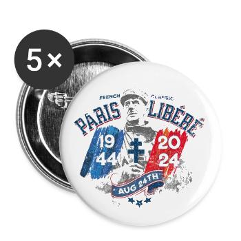 1944 2024 Liberated Paris 80th anniversary - Buttons large 2.2''/56 mm (5-pack) - white - Front