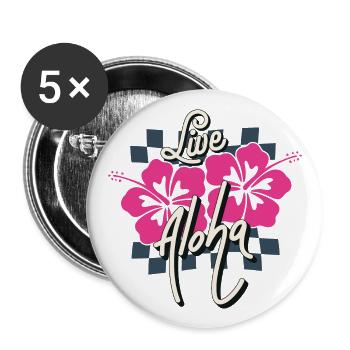 Hawaii Live Aloha Summer Vibe Saying Retro - Buttons large 2.2''/56 mm (5-pack) - white - Front