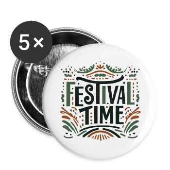Festival Time - Buttons large 2.2''/56 mm (5-pack) - white - Front