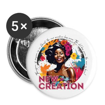 New Creation Corinthians 5 17 black font - Buttons large 2.2''/56 mm (5-pack) - white - Front