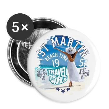 Beach time St Martin west indies - Buttons large 2.2''/56 mm (5-pack) - white - Front