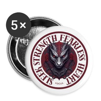 Sleek Strength, Fearless Heart - Buttons groß 56 mm (5er Pack) - Weiß - Vorne